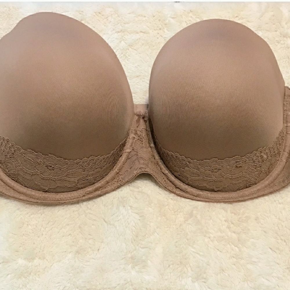 Torrid Nude Tan Strapless Lace Padded Bra 40DDD